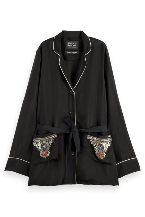 EMBROIDERED OCCASION PYJAMA BLAZER EVENING BLACK 5