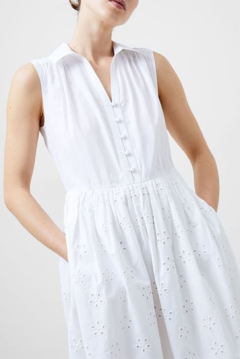 SLESS SMOCK BRODERIE MIX DRESS WHITE 5