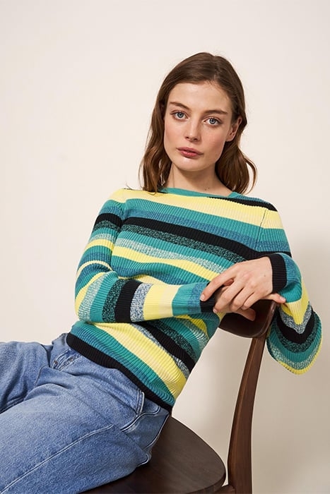 SKINNY RIB JUMPER TEAL 1