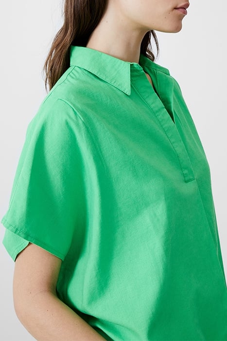 S/S LINEN BLEND POPOVER POISE GREEN 4