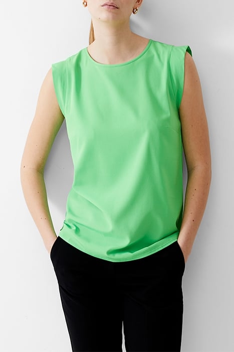 S/S CREPE LIGHT TANK TOP POISE GREEN 1