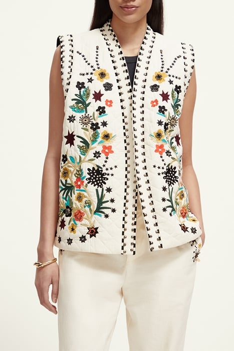 EMBROIDERED GILET ECRU 1