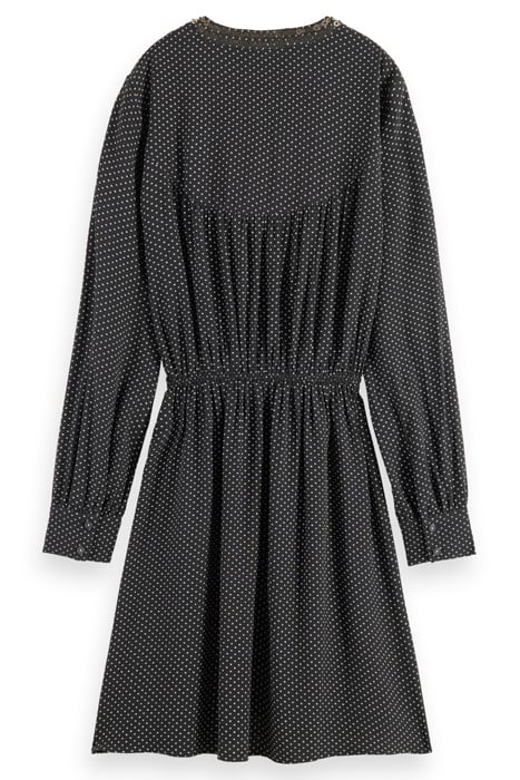 MINI DRESS WITH ELASTICATED WAIST POLKA EVENING BLACK 5