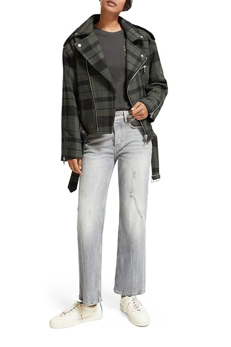 GREEN CHECK BIKER JACKET MILITARY GREEN CHECK 6