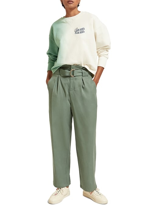 DAISY - HIGH RISE STRAIGHT LEG PAPER BAG PANT SEAWEED 3