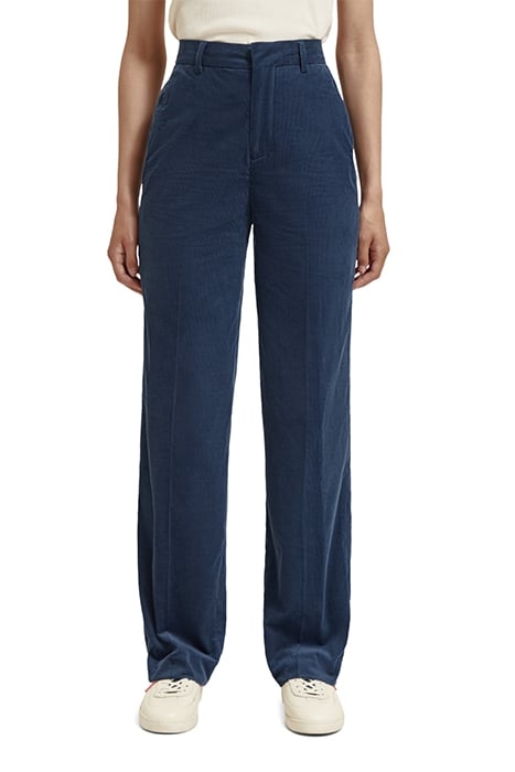 RIPPLE - HIGH WAIST STRAIGHT LEG CORDUROY PANT DUSTY BLUE 1