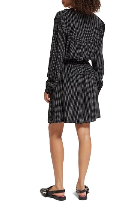 MINI DRESS WITH ELASTICATED WAIST POLKA EVENING BLACK 3