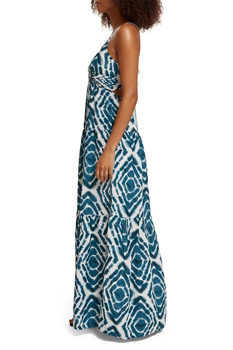 MAXI WAISTED DRESS DISCO TIE DYE BOTTLE GREEN 5