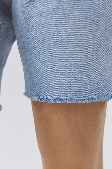 BLUE DENIM RAW-EDGE HIGH-WAIST SHORTS 8