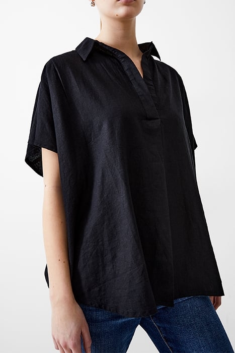 S/S LINEN BLEND POPOVER BLACK 4