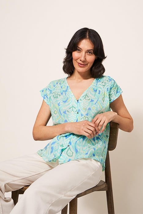 RAE COTTON VEST IVORY PRINTED 1