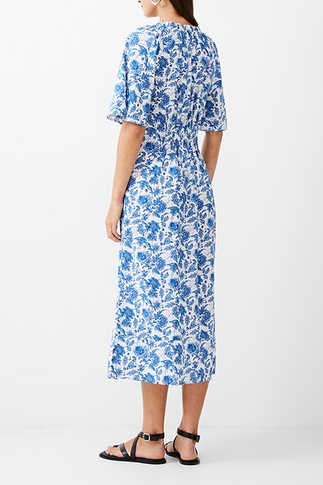 COSETTE SMOCK WAIST MIDI DRESS WHITE/BAJA BLUE 2