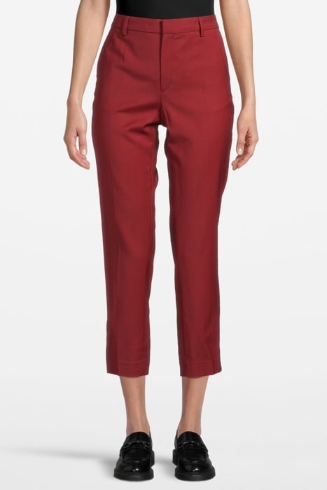 EMMA CROPPED COOL WOOL TROUSER DEEP RED 1