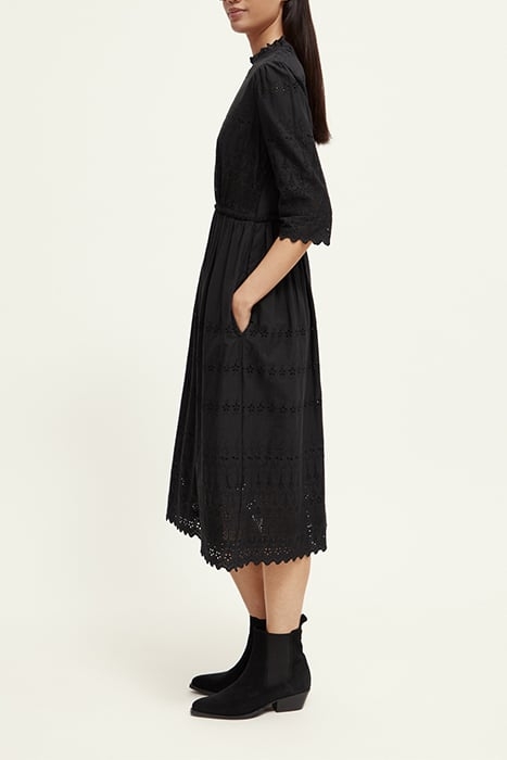 MIDI BRODERIE DRESS BLACK 6
