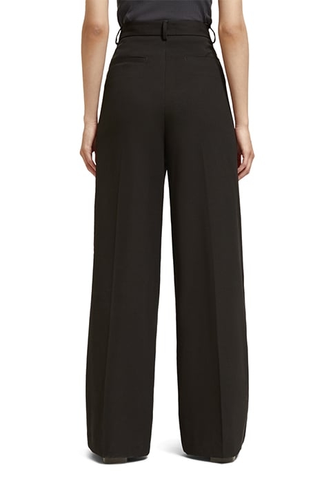 ROSE - PLEATED HIGH RISE WIDE LEG GABARDINE PANT EVENING BLA 2