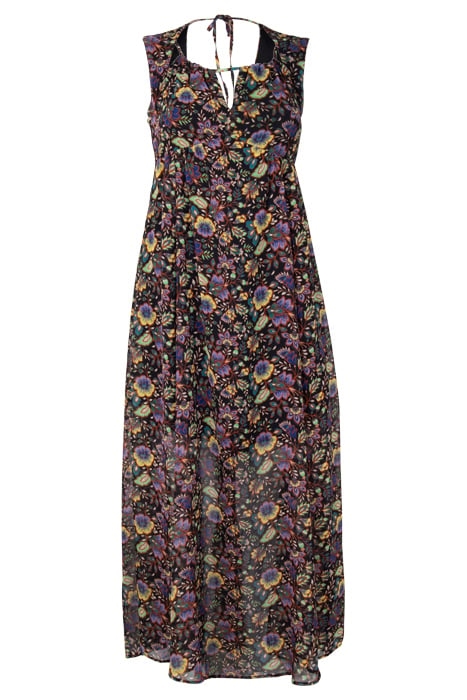 BLACK XL FLOWER PRINT BACKLESS LONG DRESS 2