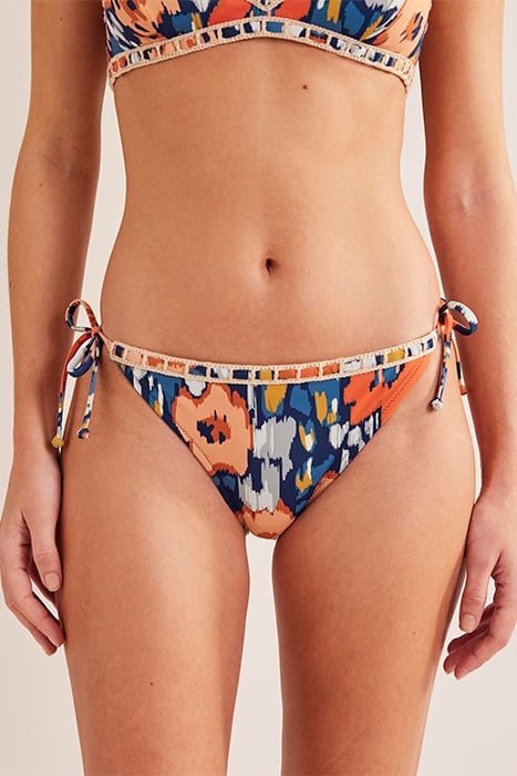 CROCHET TRIM BIKINI BOTTOMS NAVY, ABSTRACT POPPY 1