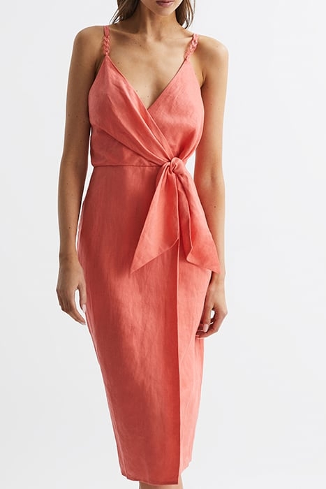 ESME-LINEN DRESS CORAL 1