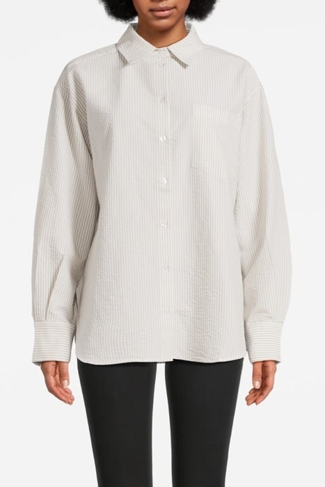 LOUISE SHIRT SAND-WHITE STRIPE 1