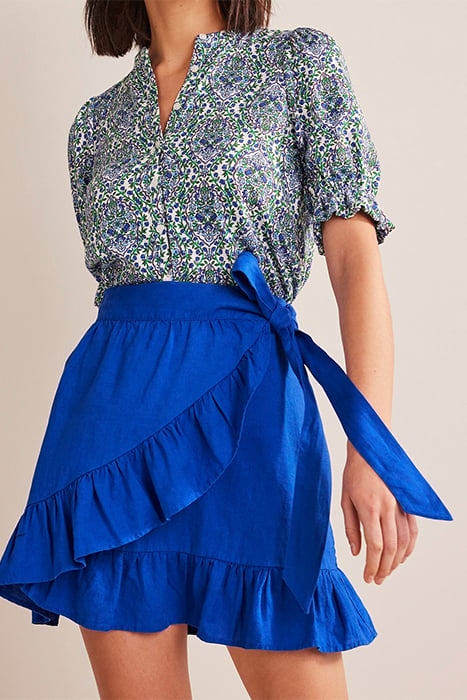 LINEN FLIPPY WRAP SKIRT ISLAND SAPPHIRE 4