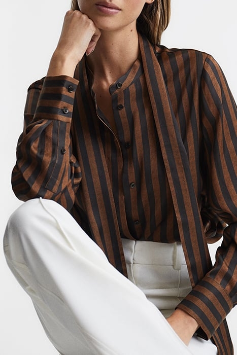 SAVANNAH-STRIPE BUTTON-DOWN SHIRT BROWN 5