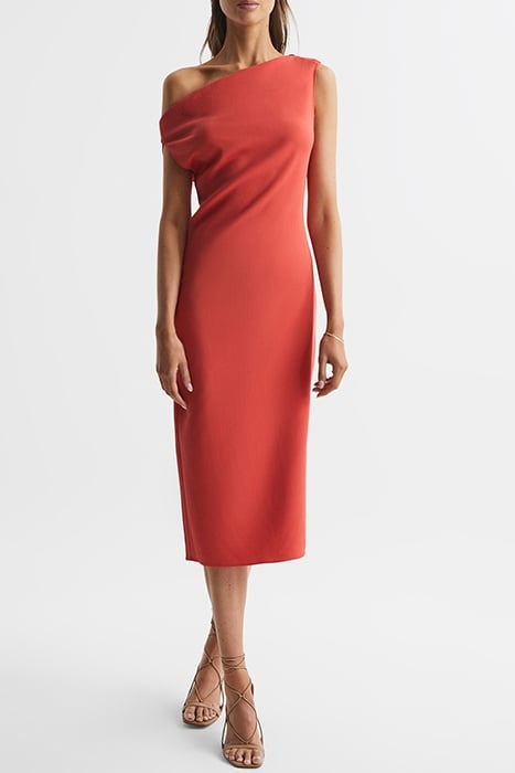 ZARIA-DRAPE DRESS CORAL 1