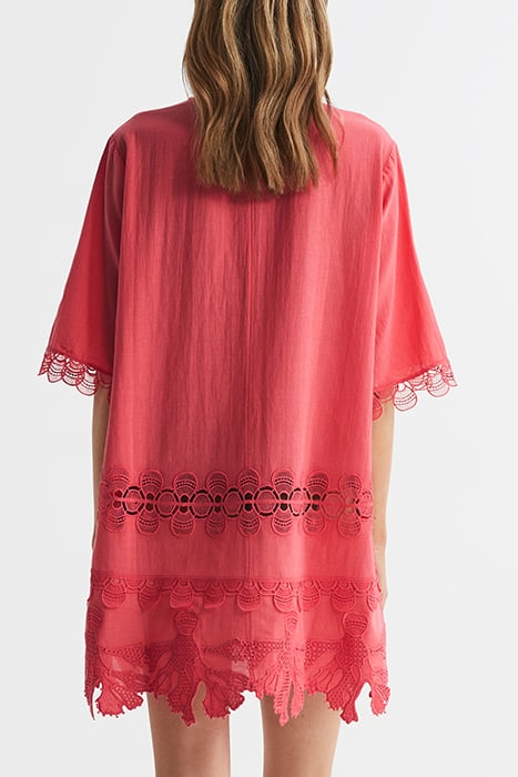 ETTA-EMRBOIDERED DRESS CORAL 2