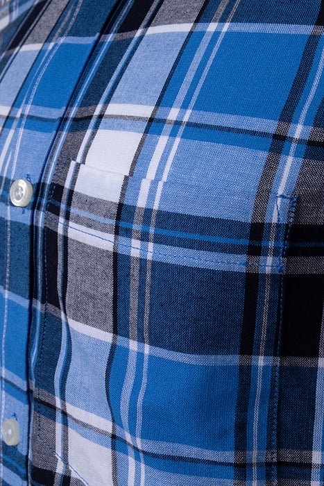 CHECKED & STRIPE POCKET SS BLUE STONE 3