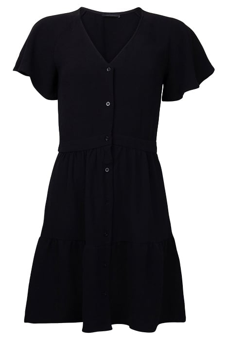 WOMEN'S BLACK BUTTON-FRONT V-NECK DRESS 4