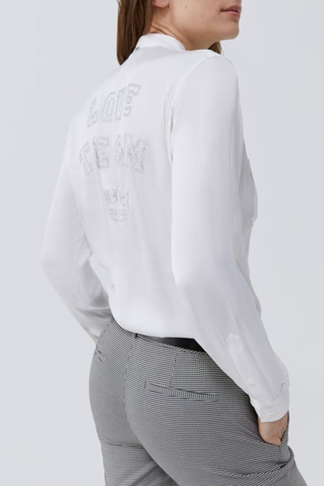 WHITE SATIN SHIRT WITH DIAMANTÉ SLOGAN ON BACK OFF-WHITE 2