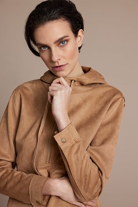 HOODED DESS SUEDINE BONDED BROWNS 7