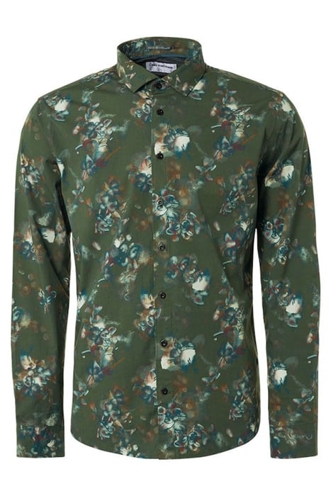 SHIRT STRETCH ALLOVER PRINTED DARK GREEN 4