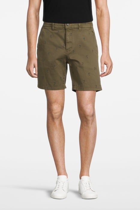 MEN STRETCH SHORT PALMTREE MOSS GREEN 1