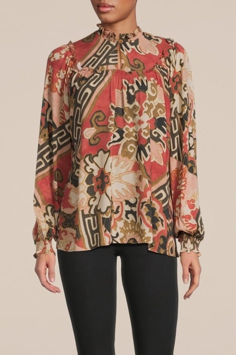 TOP PATCHWORK VISCOSE ROUGE 1