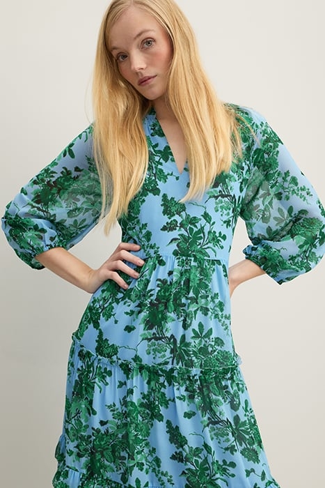 DR ELEANOR FRILL DRESS GREEN/BLUE 4