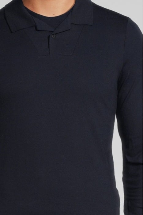 NAVY POLO SHIRT WITH ROUND TROMPE-L'OEIL COLLAR NAVY 4
