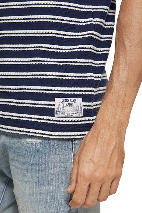 STRUCTURED STRIPE POCKET T-SHIRT NAVY BLUE/ WHITE 6