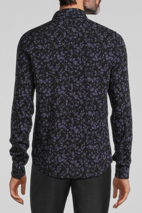 BLACK LENZING™ ECOVERO™ SLIM SHIRT WITH DARK PURPLE FLOWER M 2