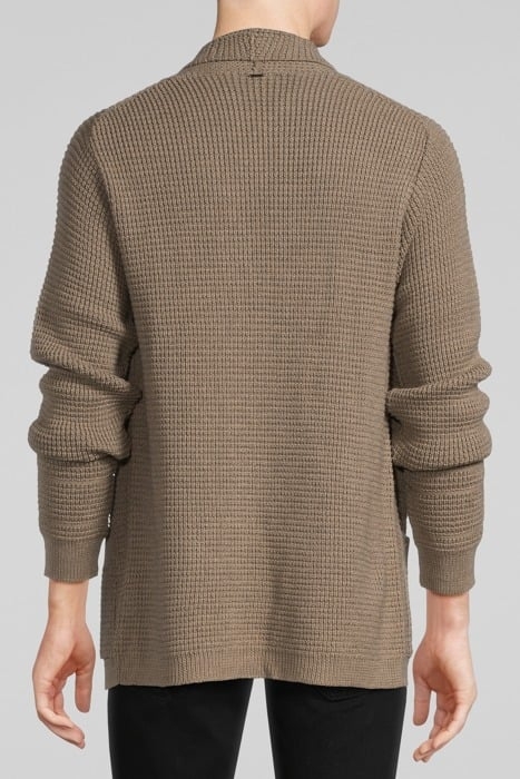 MEN'S BEIGE DECORATIVE KNIT CARDIGAN WITH SHAWL COLLAR MINK 2