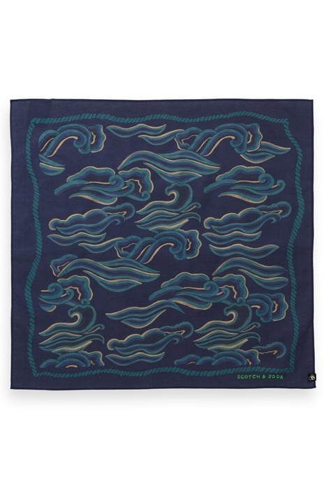 PRINTED COTTON BANDANA NAVY BLUE 2