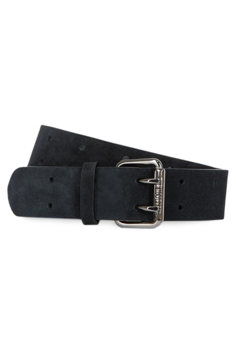 SUEDE BELT WITH DOUBLE PIN BUCKLE BLACK 1