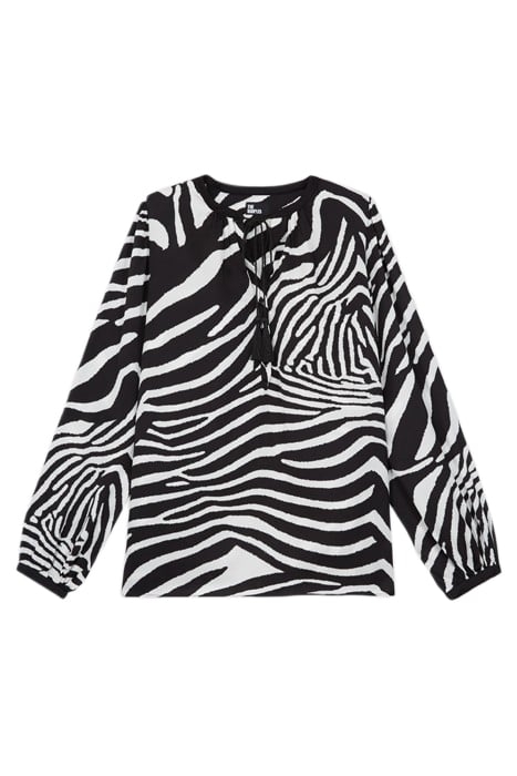 LOOSE ZEBRA PRINT BLOUSE BLACK WHITE 1