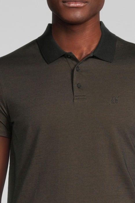 KHAKI MARL POLO SHIRT WITH MIXED-FABRIC COLLAR KHAKI 4