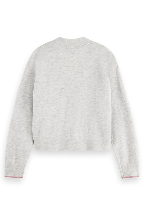 RELAXED FIT FUZZY CARDIGAN LIGHT GREY MELANGE 5