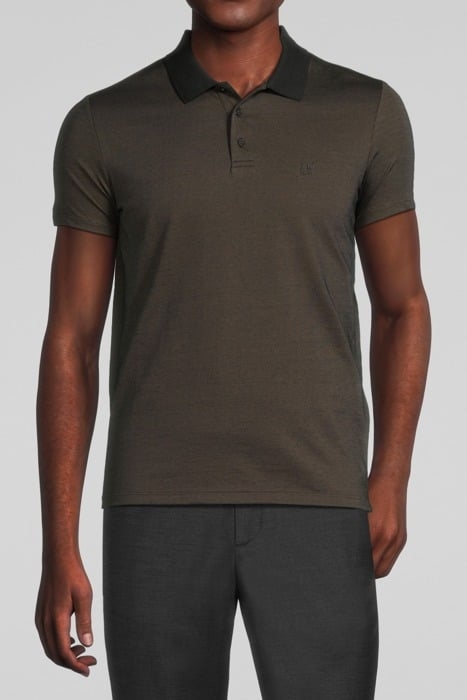 KHAKI MARL POLO SHIRT WITH MIXED-FABRIC COLLAR KHAKI 1
