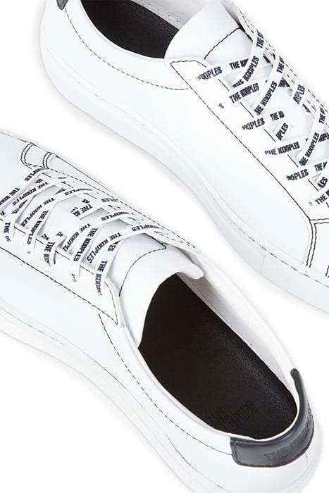 LEATHER SNEAKERS WITH VINYL INSERT WHITE 4