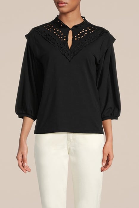 JERSEY TOP 3/4 SLEEVE JERSEY AND EMBROIDERY MIC BLACK 1