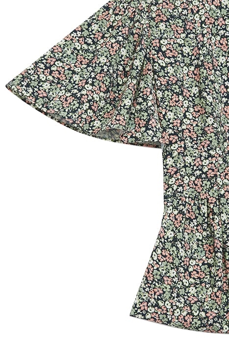 SHORT SLEEVED TOP WITH FIELD FLOWERS CUTOUTS GREEN 2