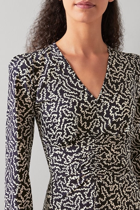 DR GABRIELLE GATHERED BLUE/CREAM 4