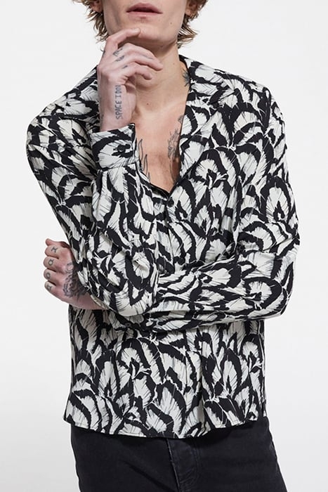 FEATHER PRINT SHIRT OFF WHITE / BLACK 1